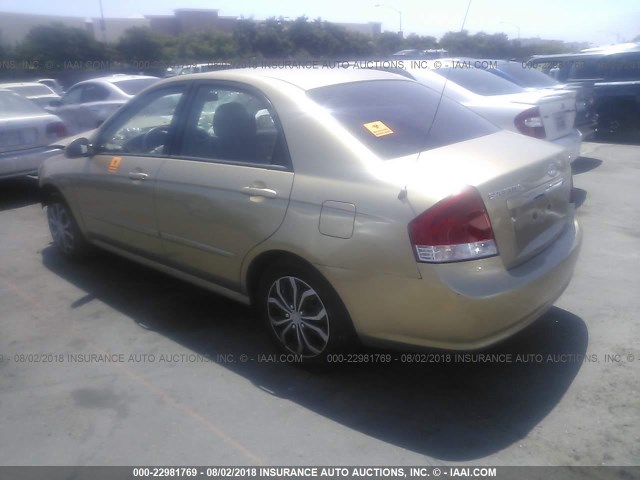 KNAFE222895668678 - 2009 KIA SPECTRA EX/LX/SX GOLD photo 3