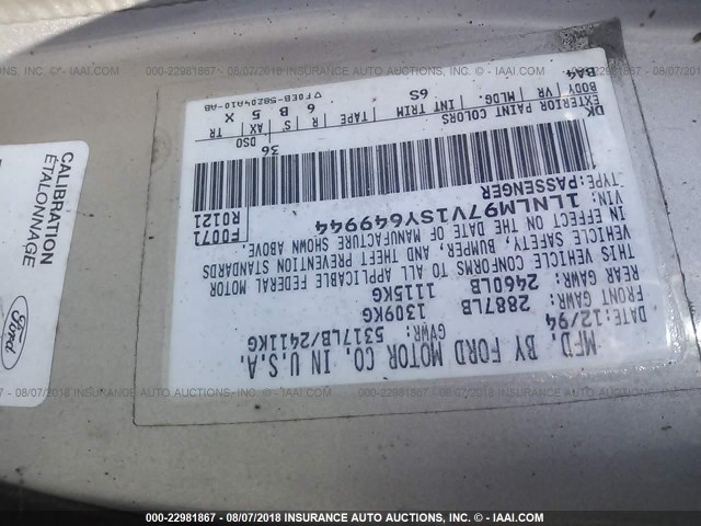 1LNLM97V1SY649944 - 1995 LINCOLN CONTINENTAL  棕色 照片 9