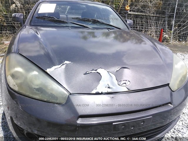 KMHHM66D18U276109 - 2008 HYUNDAI TIBURON GS GRAY photo 6