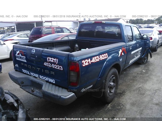 1N6ED29XX4C400509 - 2004 NISSAN FRONTIER CREW CAB XE V6 BLUE photo 4