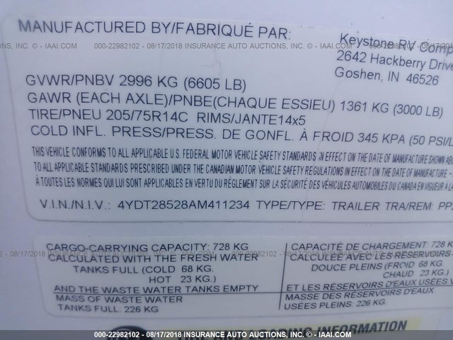 4YDT28528AM411234 - 2010 KEYSTONE RV PASSPORT ULTRA LITE TRAVE  WHITE photo 9