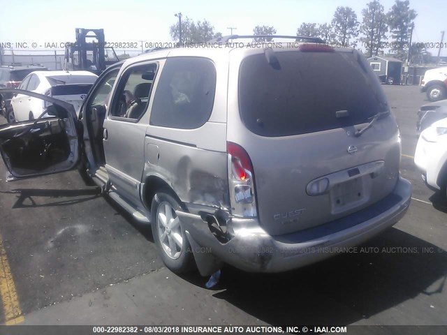 4N2ZN17T32D819785 - 2002 NISSAN QUEST GLE Champagne photo 3