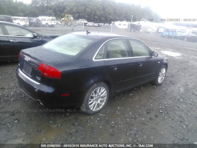 WAUDF78E68A149413 - 2008 AUDI A4 2.0T QUATTRO Dark Blue photo 4