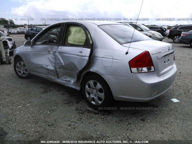 KNAFE121085542833 - 2008 KIA SPECTRA EX/LX/SX SILVER photo 3