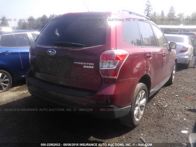 JF2SJADC9FH489283 - 2015 SUBARU FORESTER 2.5I PREMIUM MAROON photo 4