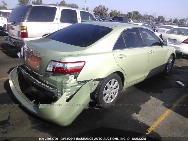 JTNBB46K673039408 - 2007 TOYOTA CAMRY NEW GENERAT HYBRID GREEN photo 4