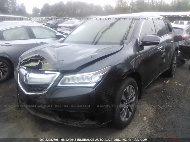 5FRYD4H4XEB015859 - 2014 ACURA MDX TECHNOLOGY GRAY photo 2