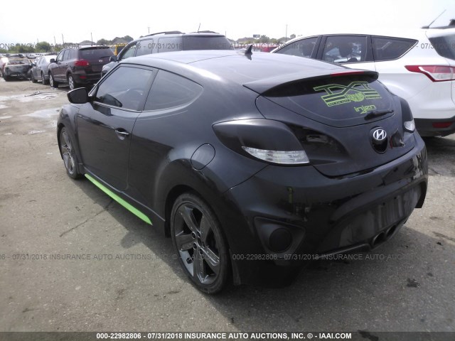 KMHTC6AEXEU210621 - 2014 HYUNDAI VELOSTER TURBO BLACK photo 3