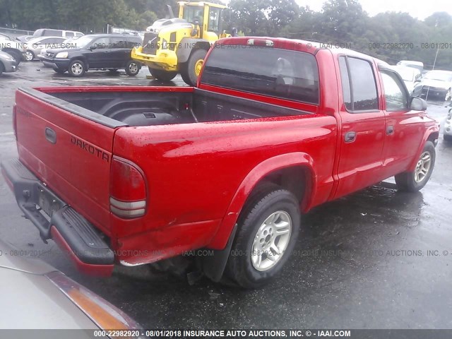 1D7HL38N13S358685 - 2003 DODGE DAKOTA QUAD SPORT RED photo 4