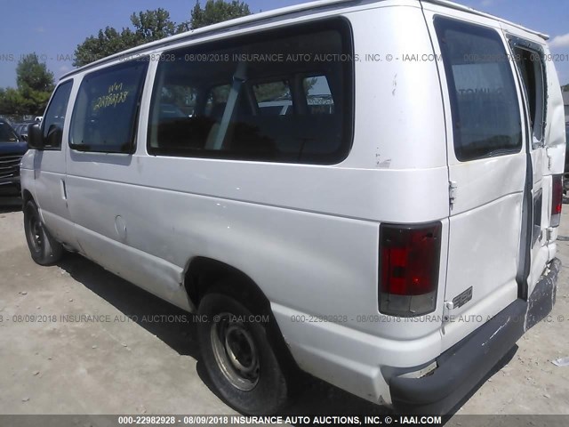 1FMRE11253HB11370 - 2003 FORD ECONOLINE E150 WAGON WHITE photo 3