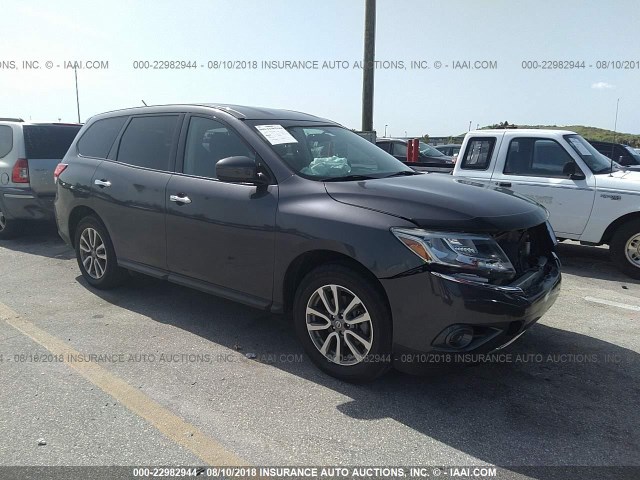 5N1AR2MM6EC697873 - 2014 NISSAN PATHFINDER S/SV/SL/PLATINUM GRAY photo 1