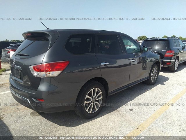 5N1AR2MM6EC697873 - 2014 NISSAN PATHFINDER S/SV/SL/PLATINUM GRAY photo 4
