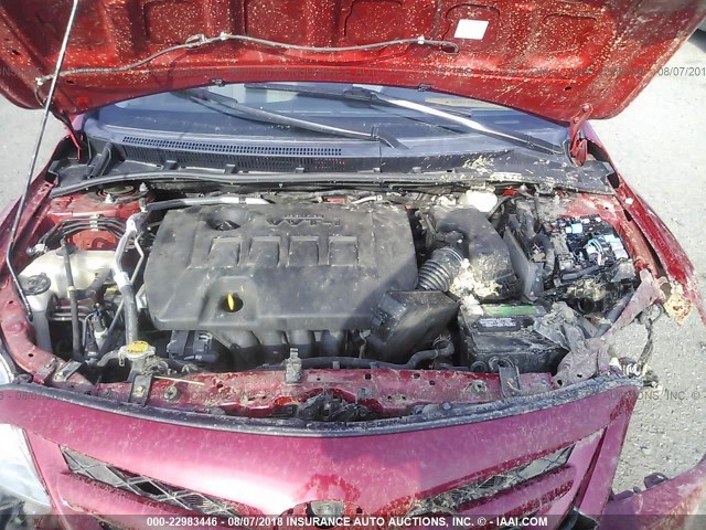 2T1BU4EE3DC013412 - 2013 TOYOTA COROLLA S/LE RED photo 10