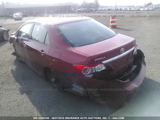 2T1BU4EE3DC013412 - 2013 TOYOTA COROLLA S/LE RED photo 3