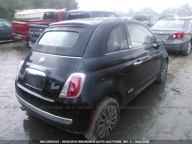 3C3CFFER5CT229176 - 2012 FIAT 500 LOUNGE BLACK photo 4