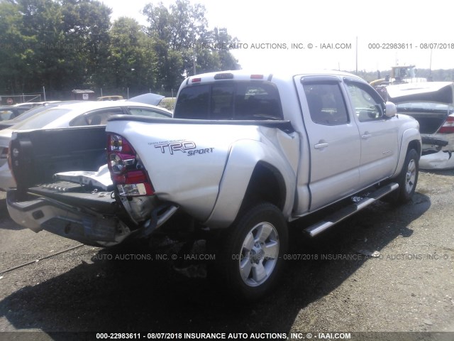 5TEJU62N18Z516626 - 2008 TOYOTA TACOMA DOUBLE CAB PRERUNNER SILVER photo 4