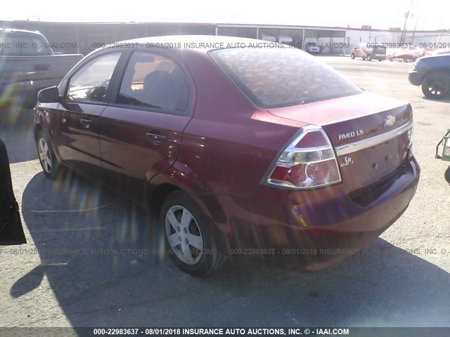 KL1TD56637B145839 - 2007 CHEVROLET AVEO LS RED photo 3