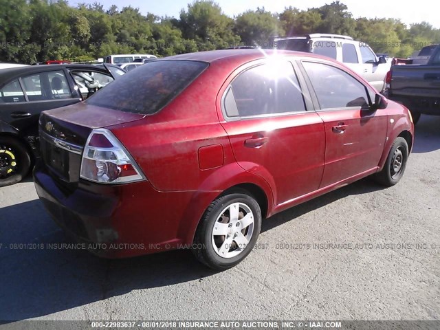 KL1TD56637B145839 - 2007 CHEVROLET AVEO LS RED photo 4