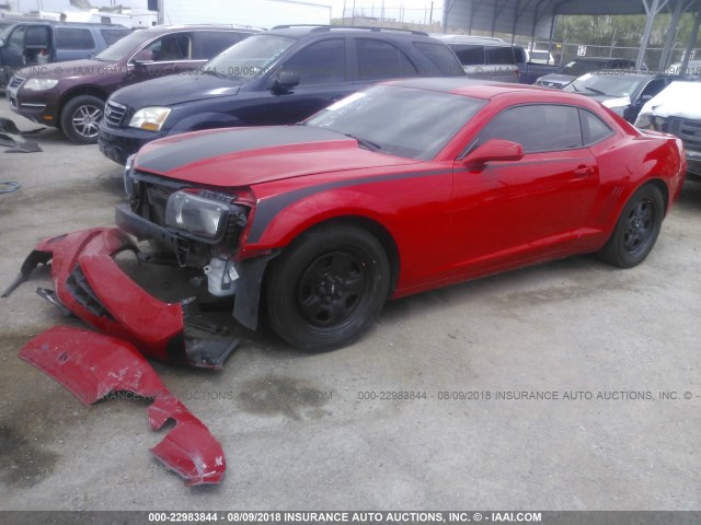 2G1FE1E34D9153327 - 2013 CHEVROLET CAMARO LS RED photo 2