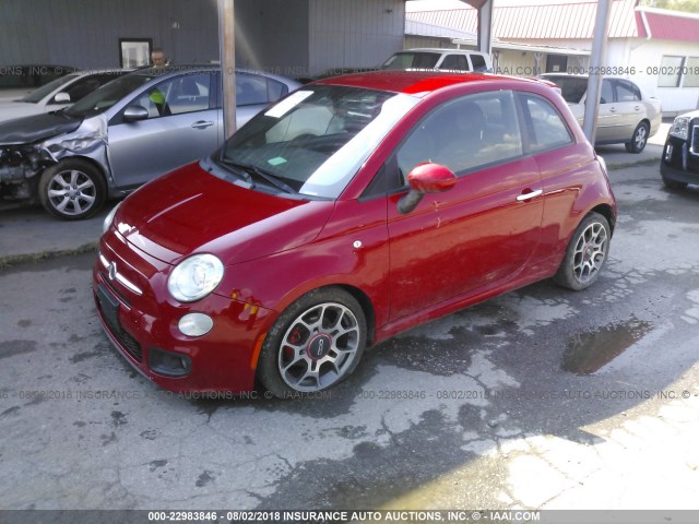 3C3CFFBR0CT104350 - 2012 FIAT 500 SPORT RED photo 2