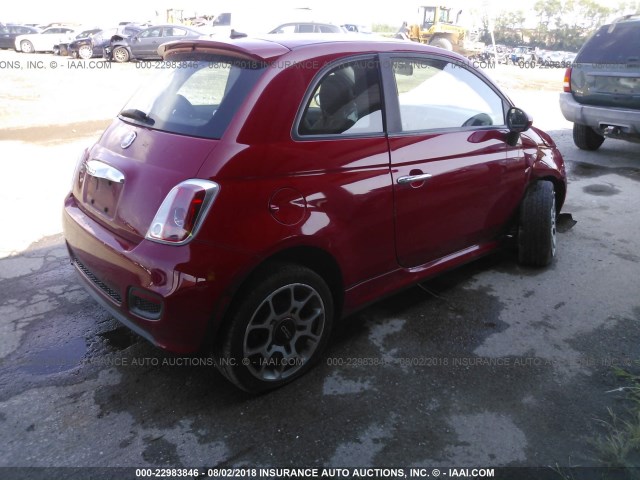 3C3CFFBR0CT104350 - 2012 FIAT 500 SPORT RED photo 4