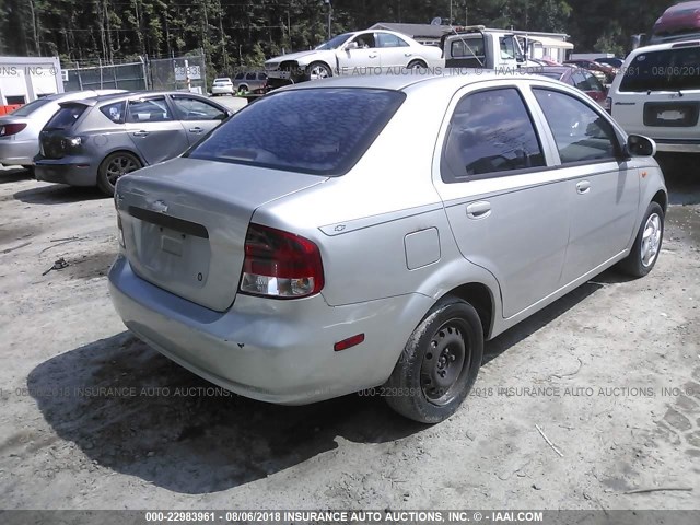 KL1TD52684B116256 - 2004 CHEVROLET AVEO SILVER photo 4