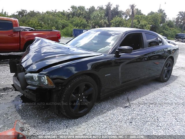 2C3CDXCT7EH330273 - 2014 DODGE CHARGER R/T BLACK photo 2