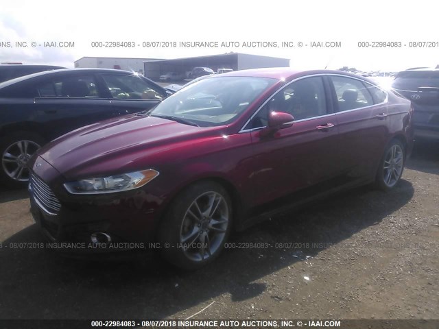 3FA6P0K97ER174727 - 2014 FORD FUSION TITANIUM RED photo 2