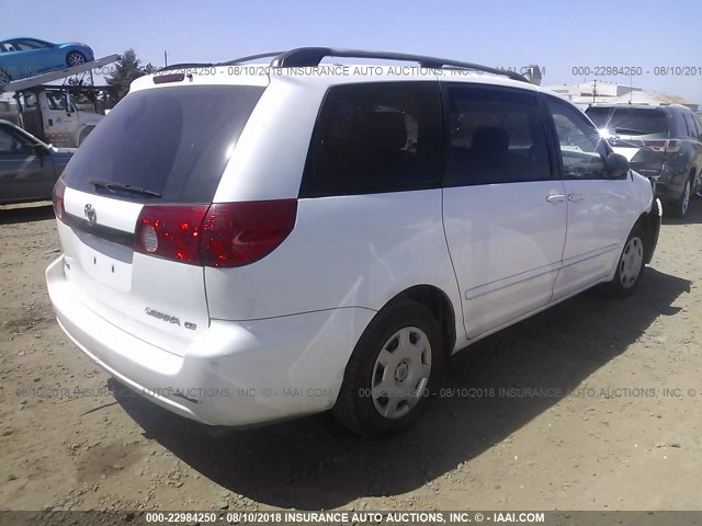 5TDZA23C66S581743 - 2006 TOYOTA SIENNA CE/LE WHITE photo 4