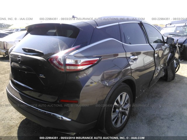 5N1AZ2MG7FN205285 - 2015 NISSAN MURANO S/SL/SV/PLATINUM BROWN photo 4