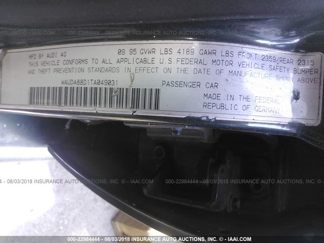 WAUDA88D1TA049031 - 1996 AUDI A4 GREEN photo 9