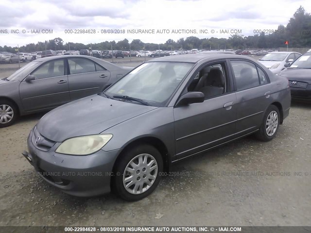 2HGES16505H509437 - 2005 HONDA CIVIC LX GRAY photo 2