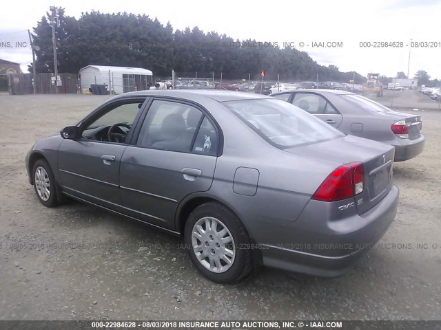 2HGES16505H509437 - 2005 HONDA CIVIC LX GRAY photo 3