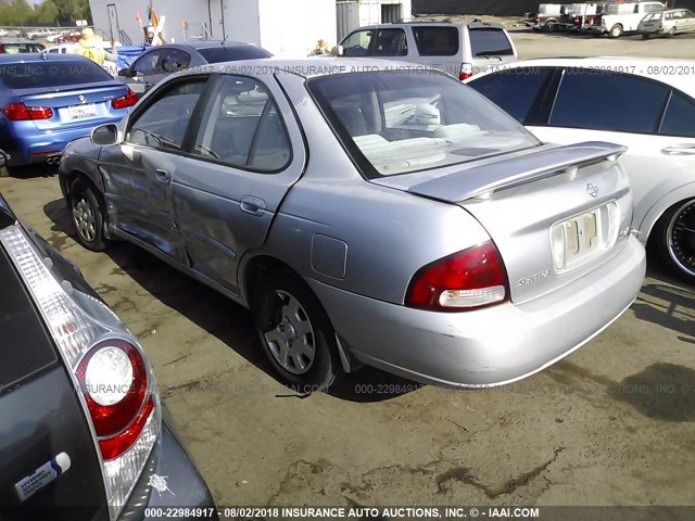 3N1CB51D32L674139 - 2002 NISSAN SENTRA XE/GXE SILVER photo 3