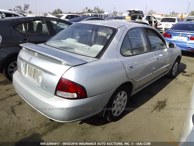 3N1CB51D32L674139 - 2002 NISSAN SENTRA XE/GXE SILVER photo 4