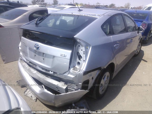 JTDKN3DU5B0324850 - 2011 TOYOTA PRIUS SILVER photo 4