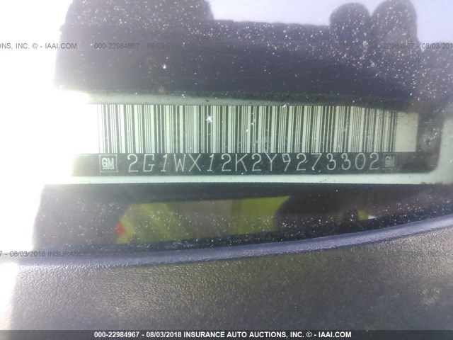 2G1WX12K2Y9273302 - 2000 CHEVROLET MONTE CARLO SS თეთრი ფოტო 9