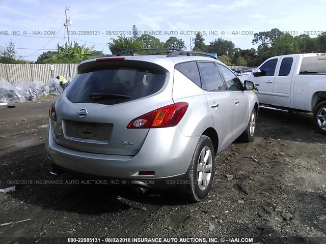 JN8AZ18U89W004450 - 2009 NISSAN MURANO S/SL SILVER photo 4