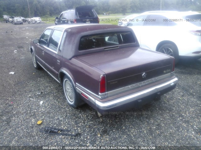 1C3XY66R3MD113167 - 1991 CHRYSLER NEW YORKER FIFTH AVENUE BURGUNDY photo 3