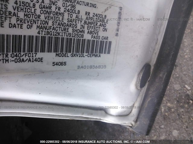 4T1BG12K1TU912508 - 1996 TOYOTA CAMRY DX/LE/XLE თეთრი ფოტო 9