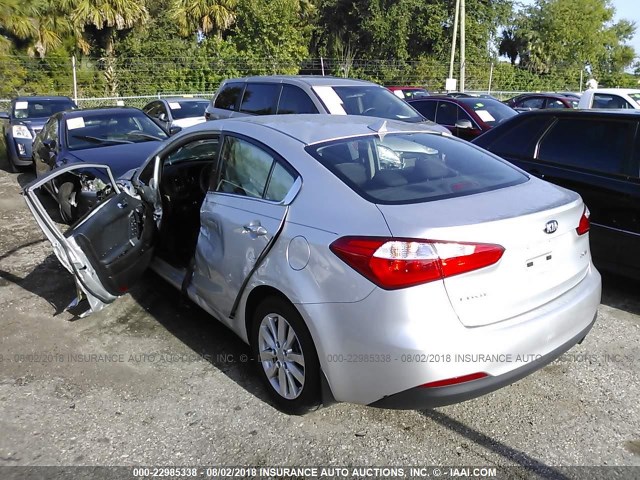 KNAFX4A84F5308332 - 2015 KIA FORTE EX SILVER photo 3