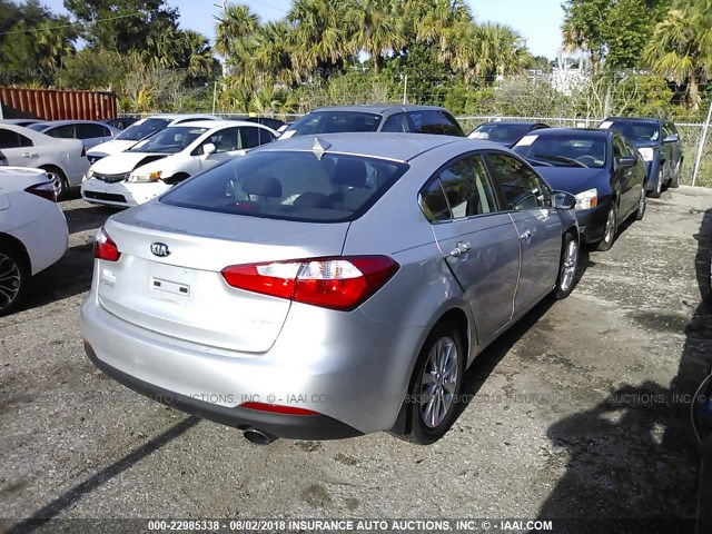 KNAFX4A84F5308332 - 2015 KIA FORTE EX SILVER photo 4