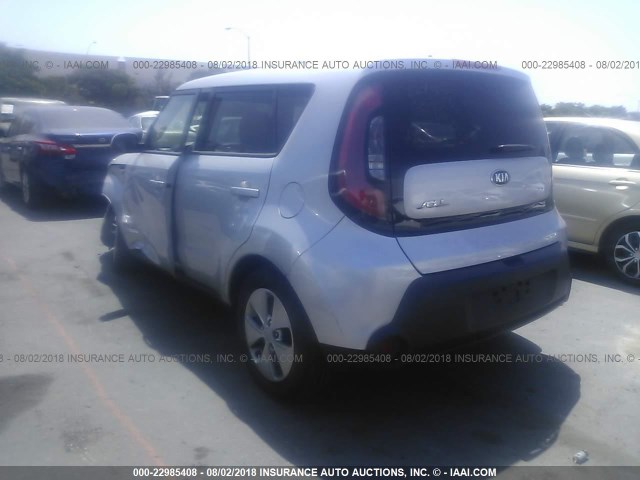 KNDJN2A22E7726202 - 2014 KIA SOUL SILVER photo 3