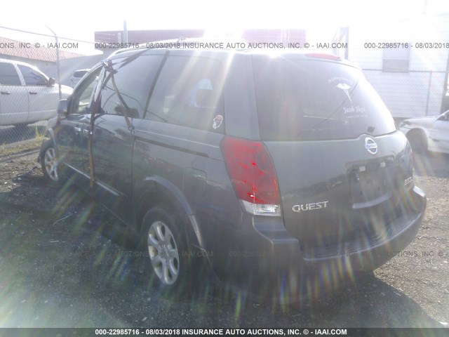 5N1BV28U87N101745 - 2007 NISSAN QUEST S/SE/SL GRAY photo 3