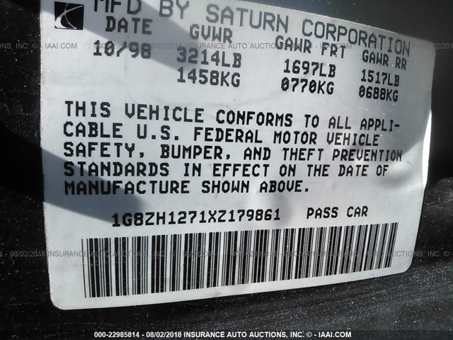 1G8ZH1271XZ179861 - 1999 SATURN SC2 TAN photo 9