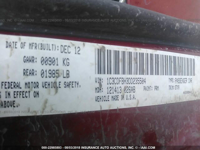 1C3CDFBH3DD235504 - 2013 DODGE DART SXT RED photo 9