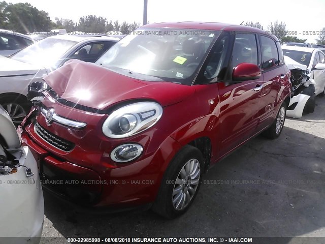 ZFBCFABHXEZ012750 - 2014 FIAT 500L EASY RED photo 2