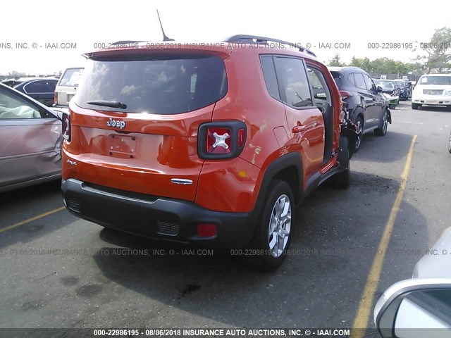 ZACCJBBTXGPE14324 - 2016 JEEP RENEGADE LATITUDE ORANGE photo 4