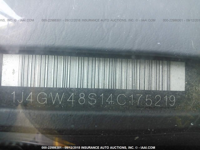 1J4GW48S14C175219 - 2004 JEEP GRAND CHEROKEE LAREDO/COLUMBIA/FREEDOM 灰色 照片 9
