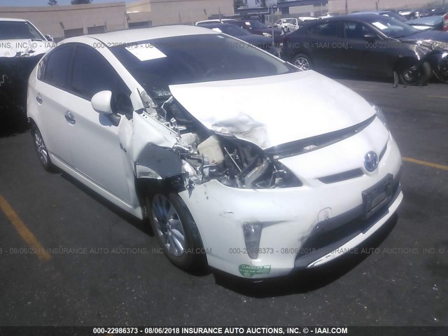 JTDKN3DP1E3052259 - 2014 TOYOTA PRIUS PLUG-IN  WHITE photo 1